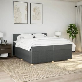 ΚΡΕΒΑΤΙ BOXSPRING ΜΕ ΣΤΡΩΜΑ ΣΚΟΥΡΟ ΓΚΡΙ 200X200 ΕΚ. ΥΦΑΣΜΑΤΙΝΟ 3289857