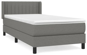 Κρεβάτι Boxspring με Στρώμα Σκούρο Γκρι 80x200 εκ. Υφασμάτινο - Γκρι