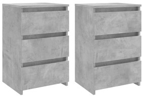 vidaXL Κομοδίνα 2 τεμ. Γκρι Σκυροδέματος 40x35x62,5 εκ. Επεξ. Ξύλο