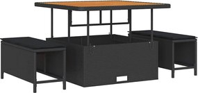 vidaXL Σετ Καναπέ Κήπου με μαξιλάρι 9 pcs Μαύρο Πολυ ράταν