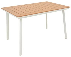 Griffith table white aluminum and plywood in a natural shade 120x80x74cm 120x80x74 εκ.