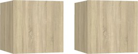 vidaXL Κομοδίνα 2 τεμ. Sonoma Δρυς 30,5 x 30 x 30 εκ. από Επεξ. Ξύλο