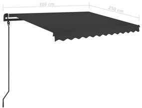 Τέντα Συρόμενη Αυτόματη με Στύλους Ανθρακί 3 x 2,5 μ. - Ανθρακί