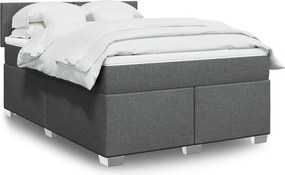 vidaXL Κρεβάτι Boxspring με Στρώμα Σκούρο Γκρι 140x190 εκ. Υφασμάτινο