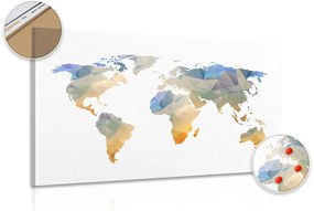 Εικόνα στον πολυγωνικό παγκόσμιο χάρτη από φελλό - 120x80  color mix