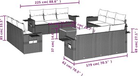 vidaXL Σαλόνι Κήπου 13 τεμ. Μαύρο από Συνθ. Ρατάν με Μαξιλάρια