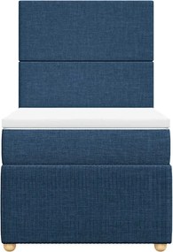 vidaXL Κρεβάτι Boxspring με Στρώμα Μπλε 80x200 εκ. Υφασμάτινο