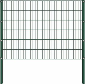 vidaXL Πάνελ Περίφραξης με Στύλους Σιδερένιο Πράσινο 1385 x 120 εκ.