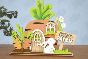 Σετ των 2 Intra απο ξύλο plywood Χρώμα wenge 3mm-4mm πάχος - Πασχαλινό λαγουδάκι Standing House|Διακόσμηση Πάσχας Δίασταση 15x15 cm INTRAFABR-121509586