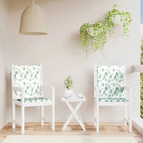 Μαξιλάρια Καρέκλας με Πλάτη 2 τεμ. Σχέδιο με Φύλλα Υφασμάτινα - Πράσινο