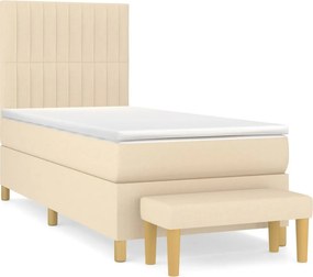 vidaXL Κρεβάτι Boxspring με Στρώμα Κρεμ 100 x 200 εκ. Υφασμάτινο