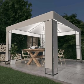 vidaXL Κιόσκι με Διπλή Οροφή και Φωτάκια LED Λευκό 3 x 3 μ.