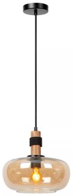 Φωτιστικό Κρεμαστό Lucide 45408-30-62 ILONA Μελί (Amber)|Μαύρο Ματ (Black Mat)