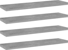 vidaXL Ράφια Βιβλιοθήκης 4 τεμ. Γκρι Σκυροδ. 40x10x1,5 εκ. Επεξ.Ξύλο