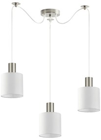 SE21-NM-4-NM3-SH1 ADEPT TUBE Nickel Matt Pendant White Fabric Shade+