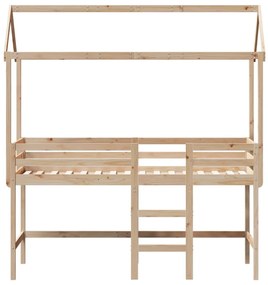 vidaXL Υπερυψ. Κρεβάτι 90x190 εκ. Μασίφ Πεύκο με Σκάλα / Οροφή