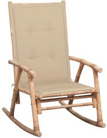 vidaXL Πολυθρόνα Kουνιστή Μπαμπού με Μαξιλάρι