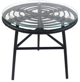 Τραπέζι Κήπου ArteLibre ARELLIUS Μαύρο Μέταλλο/Rattan/Γυαλί 45x45x46cm-14510046