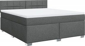 vidaXL Κρεβάτι Boxspring με Στρώμα Σκούρο Γκρι 180x200 εκ Υφασμάτιν