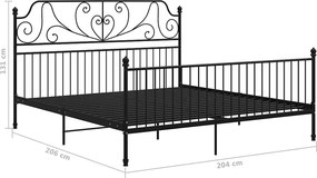 vidaXL Πλαίσιο Κρεβατιού Μαύρο 200 x 200 εκ. Μέταλλο