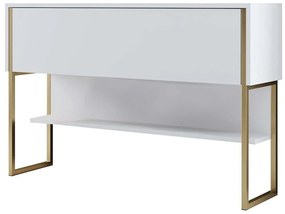 Κονσόλα Luxe 618BLY1402 120x30x80cm Gold-White Μοριοσανίδα, Μέταλλο