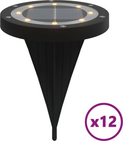 vidaXL Ηλιακά Φωτιστικά Δαπέδου με Στήριγμα Εδάφους 12τεμ. Θερμό Λευκό