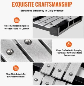 VEVOR 32 Note Glockenspiel Xylophone Bell Kit with Mallets, Drum Sticks and Bag