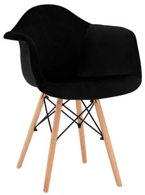 Armchair with wooden legs &amp; velvet black Mirto  62x62x80 cm.