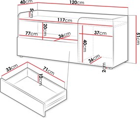 Έπιπλο τηλεόρασης Yuki - 120.00Χ40.00Χ51.00cm