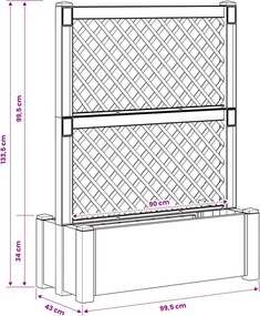 vidaXL Μεγάλη Γλάστρα με Δίχτυ Ανθρακί 99,5 x 43 x 133,5 PP