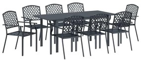 vidaXL Σέτ φαγητού για κήπο 9 pcs Ανθρακί Ατσάλι με Πούδρα