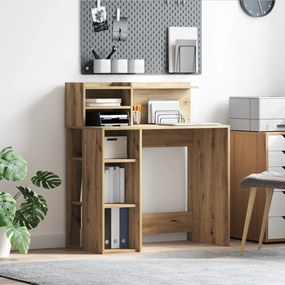 vidaXL Γραφείο  με Αποθήκη Καστανός Δρυς 90x48x101.5 εκ. Επεξεργασμένο ξύλο