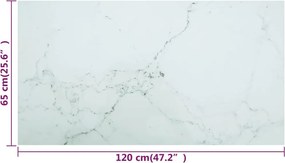 vidaXL Επιφάνεια Τραπεζιού Λευκή 120x65εκ 8χιλ Ψημ. Γυαλί Μαρμ. Σχέδιο
