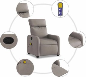 vidaXL Πολυθρόνα Μασάζ Ανακλινόμενη Taupe Υφασμάτινη