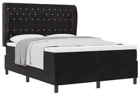 vidaXL Κρεβάτι με ελατήρια με στρώμα Μαύρο 140 x 200 cm Βελούδο