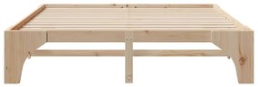 vidaXL Κρεβάτι δαπέδου Καφέ 200 x 200 cm Μασίφ ξύλο πεύκου
