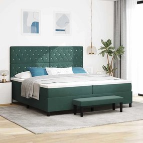 vidaXL Κρεβάτι με ελατήρια Σκούρο πράσινο 200 x 200 cm Βελούδο