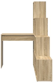 vidaXL Γωνιακό γραφείο με ράφι Sonoma Δρυς 101.5 x 149.5 x 149.5 εκ.