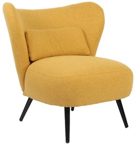 Πολυθρόνα Nagreta pakoworld κίτρινο ύφασμα με μεταλλικό πόδι σε μαύρη απόχρωση 77x73x74εκ