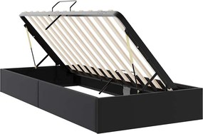 vidaXL Κρεβάτι Αποθήκης Μαύρο 100 x 190 cm Τεχνητό δέρμα