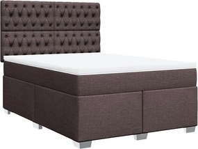vidaXL Κρεβάτι Boxspring με Στρώμα Σκούρο Καφέ 140x200 εκ Υφασμάτινο