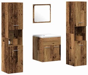 vidaXL Σετ Επίπλων Μπάνιου με πόρτα 4 pcs Παλιό Ξύλο 41 x 38.5 x 46 cm