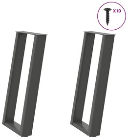 vidaXL Πόδια Κονσόλας 2 τεμ. σε σχήμα U, Ανθρακί 28x(72-73) εκ. από Ατσάλι