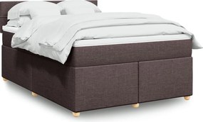 vidaXL Κρεβάτι Boxspring με Στρώμα Σκούρο Καφέ 140x200 εκ Υφασμάτινο