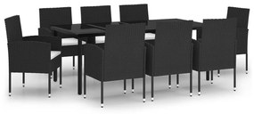vidaXL Σετ Τραπεζαρίας Κήπου 9 Τεμαχίων Μαύρο