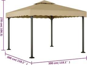 vidaXL Κιόσκι Taupe 3 x 3 μ. από Αλουμίνιο και Ατσάλι
