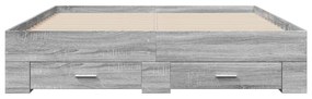 Πλαίσιο Κρεβατιού με Συρτάρια Γκρι Sonoma 150x200εκ. Επεξ. Ξύλο - Γκρι