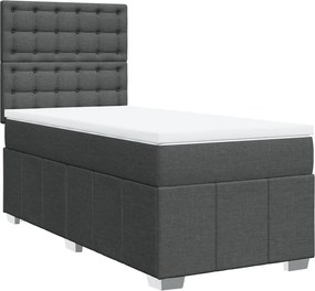 vidaXL Κρεβάτι Boxspring με Στρώμα Σκούρο Γκρι 100x200 εκ. Υφασμάτινο