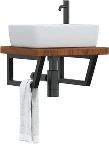 vidaXL Ράφι Νιπτήρα Τοίχου από Ατσάλι / Μασίφ Ξύλο Δρυός