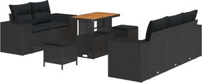 vidaXL Σετ Καναπέ Κήπου 8 pcs Μαύρο συνθετικό ρατάν
